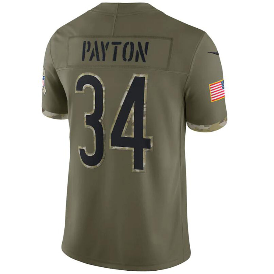 C.Bears #34 Walter Payton Olive Salute To Service Retired Player Football Jerseys football jersey product view 1