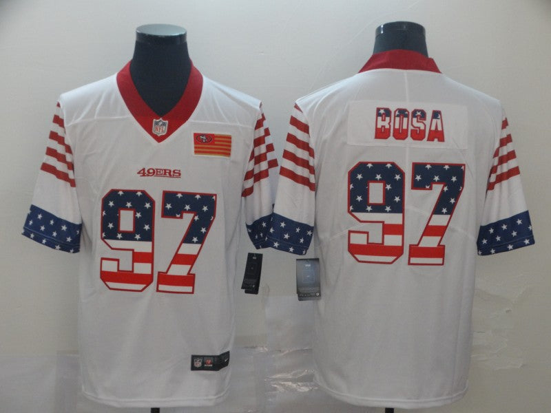 Men's San Francisco 49ers Nick Bosa #97 White Game Jersey1 football jersey product view 1