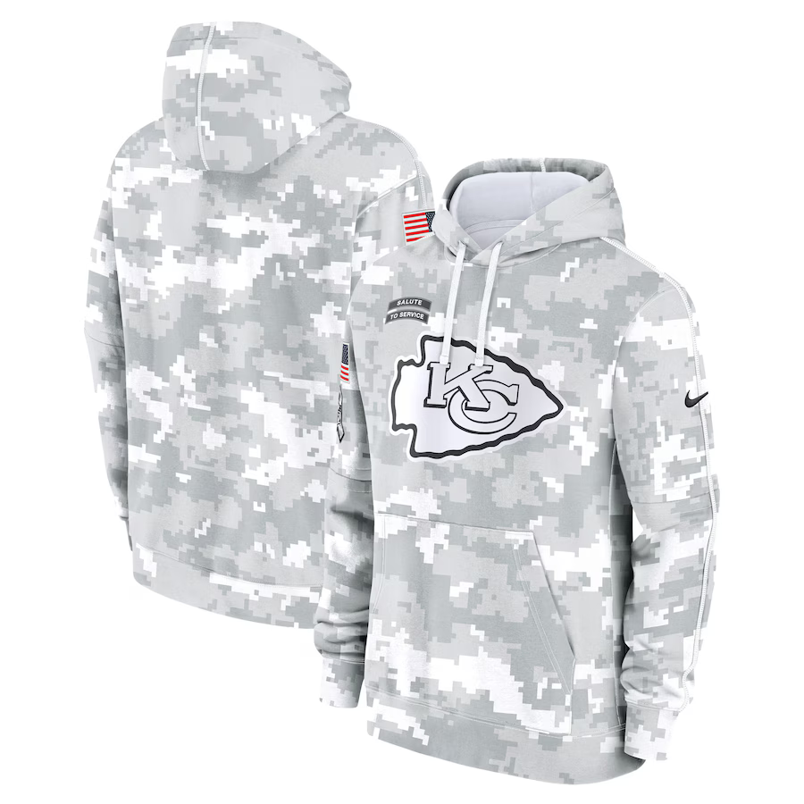 Men's Kansas City Chiefs Arctic Camo 2024 Salute to Service Club Fleece Pullover Hoodie1 football jersey product view 1