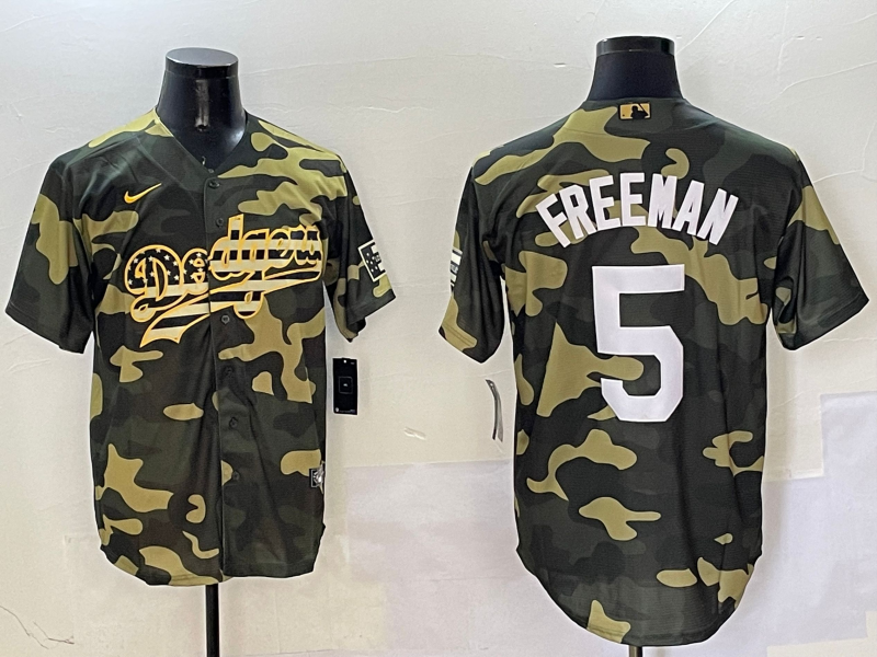 Men's Los Angeles Dodgers Freddie Freeman #5 Camouflage Replica Player Jersey1 baseball jersey product view 1