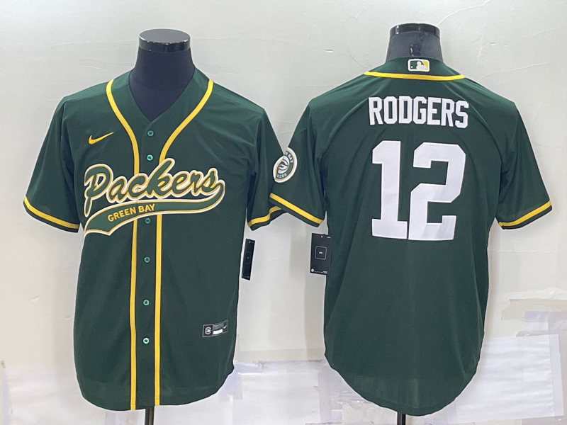 Men's Green Bay Packers Aaron Rodgers #12 Green Game Jersey1 Joint Edition football jersey product view 1