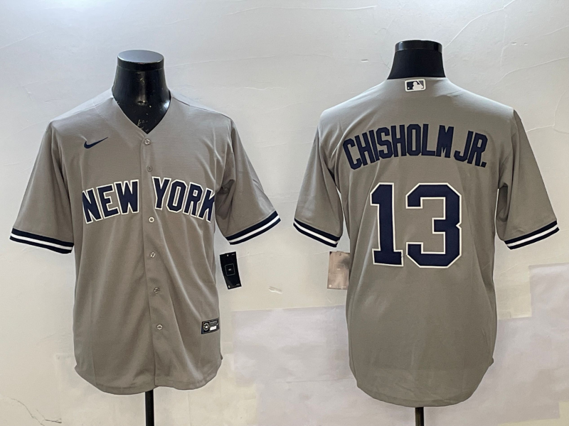 Men's New York Yankees Jazz Chisholm Jr. #13 Gray Replica Player Jersey1 baseball jersey product view 1