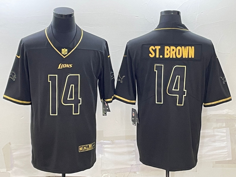 Men's Detroit Lions Amon-Ra St. Brown #14 Black Game Jersey1 football jersey product view 1