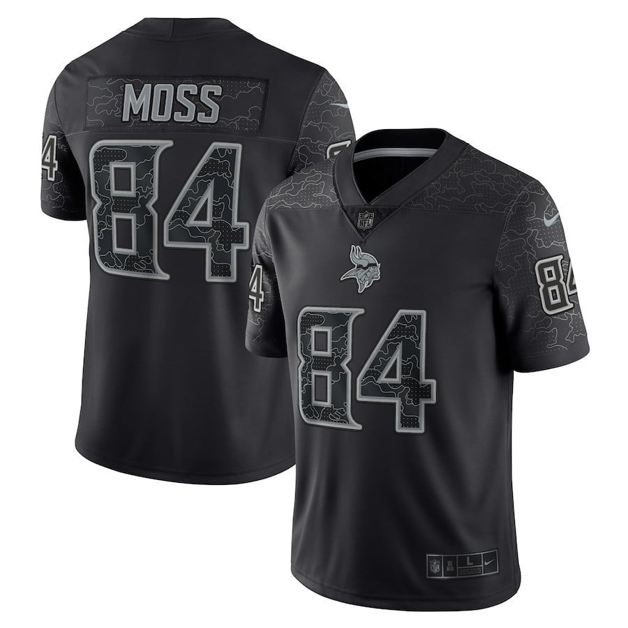Randy Moss 84 Minnesota Vikings Retired Player RFLCTV Limited Jersey - Black football jersey product view 1