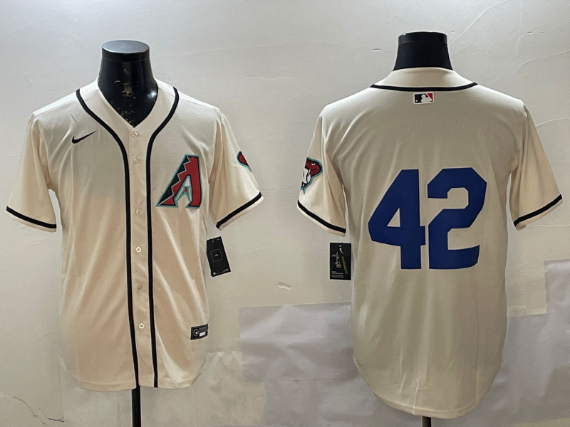 Men's Arizona Diamondbacks #42 White 2024 Jackie Robinson Day Home Limited Jersey1 baseball jersey product view 1