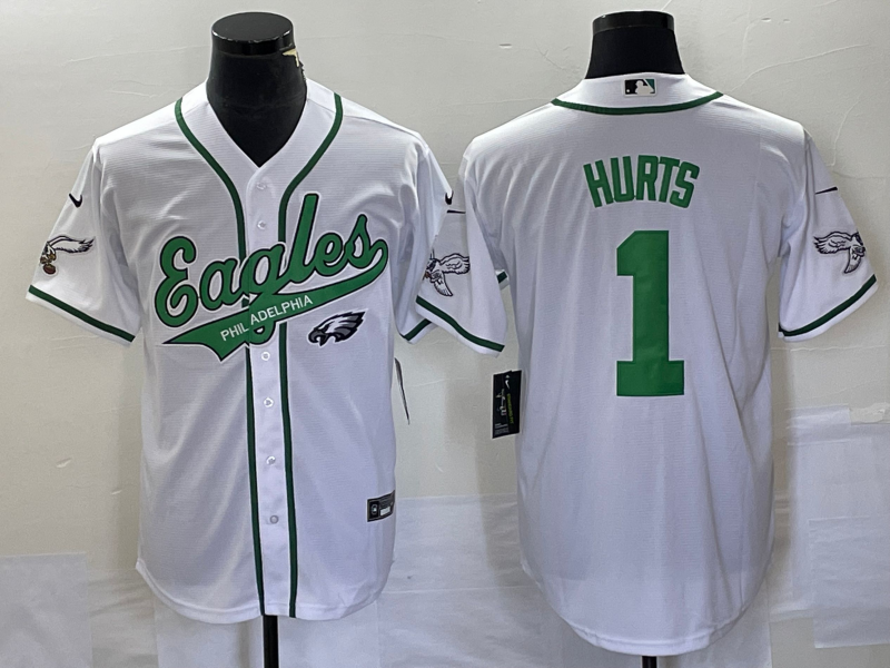 Men's Philadelphia Eagles Jalen Hurts #1 White Game Jersey1 Joint Edition football jersey product view 1