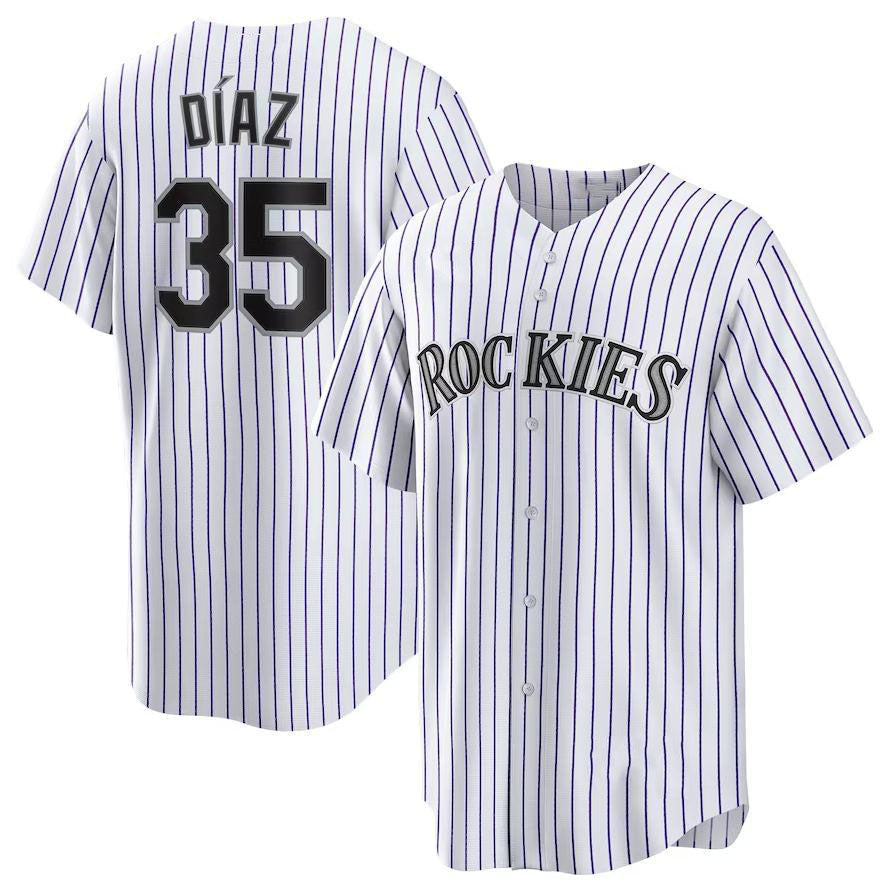 Colorado Rockies #35 Elias D¨ªaz White Home Replica Player Name Jersey Baseball Jerseys baseball jersey product view 1