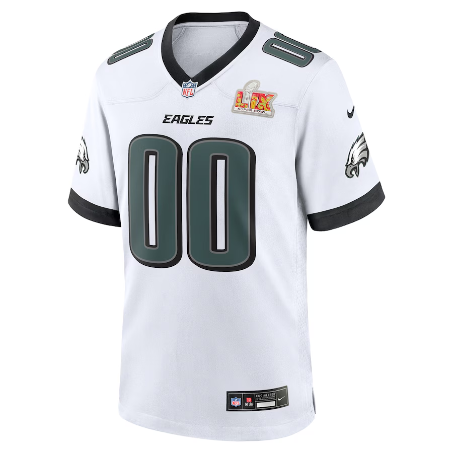 Men's Philadelphia Eagles Nike Midnight White Super Bowl LIX Custom Game Jersey football jersey product view 2