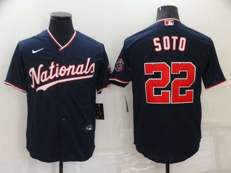 Men's Washington Nationals Juan Soto #22 Navy Replica Baseball Jersey1 baseball jersey product view 1