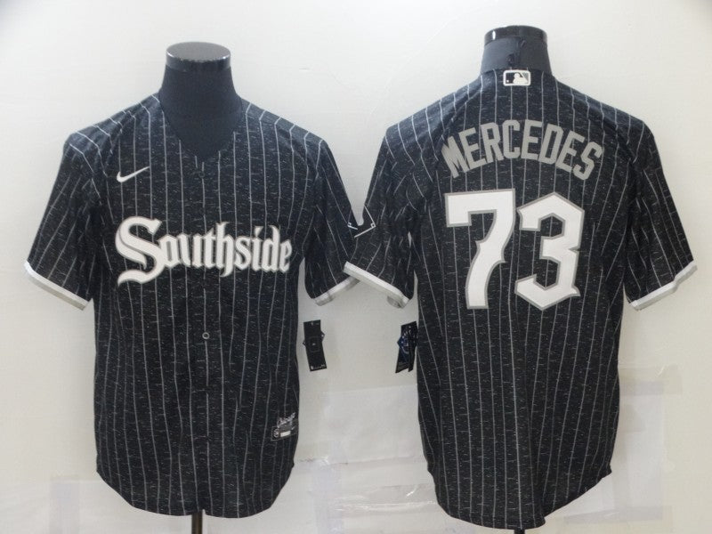 Men's Chicago White Sox Yermin Mercedes #73 Black Replica Baseball Jersey1 baseball jersey product view 1