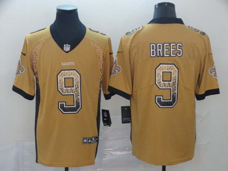 Men's New Orleans Saints Drew Brees #9 Yellow Game Jersey1 football jersey product view 1