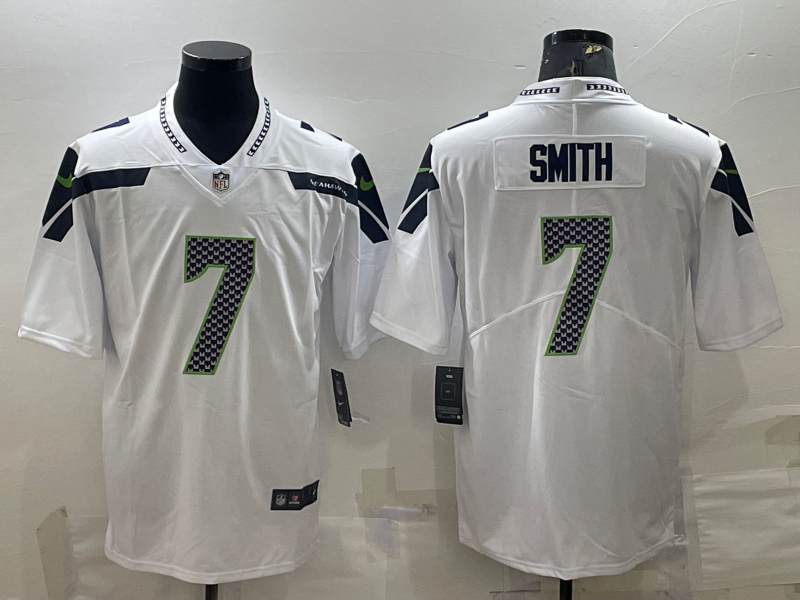 Men's Seattle Seahawks Geno Smith #7 White Game Jersey football jersey product view 1