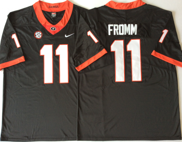 Men's Georgia Bulldogs Jake Fromm #11 Black Player Game Jersey sports jersey product view 1