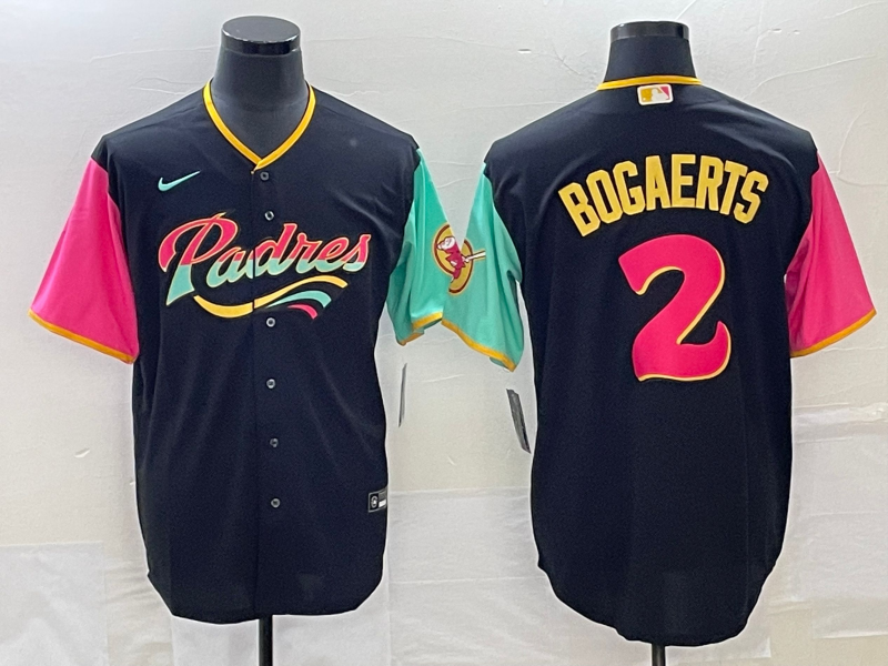 Men's San Diego Padres Xander Bogaerts #2 Black City Connect Replica Player Jersey1 baseball jersey product view 1