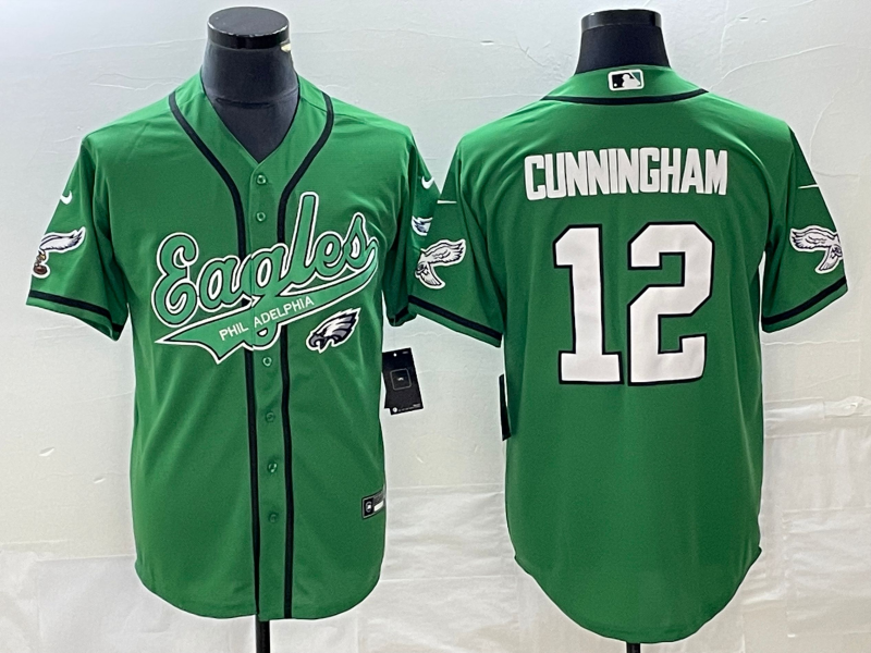 Men's Philadelphia Eagles Randall Cunningham #12 Kelly Green Game Jersey1 Joint Edition football jersey product view 1