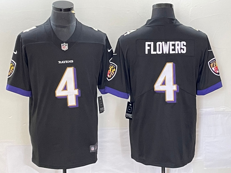 Men's Baltimore Ravens Zay Flowers #4 Black Team Game Jersey1 football jersey product view 1