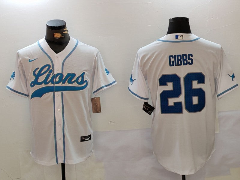 Men's Detroit Lions Jahmyr Gibbs #26 White Player Jersey1 football jersey product view 1
