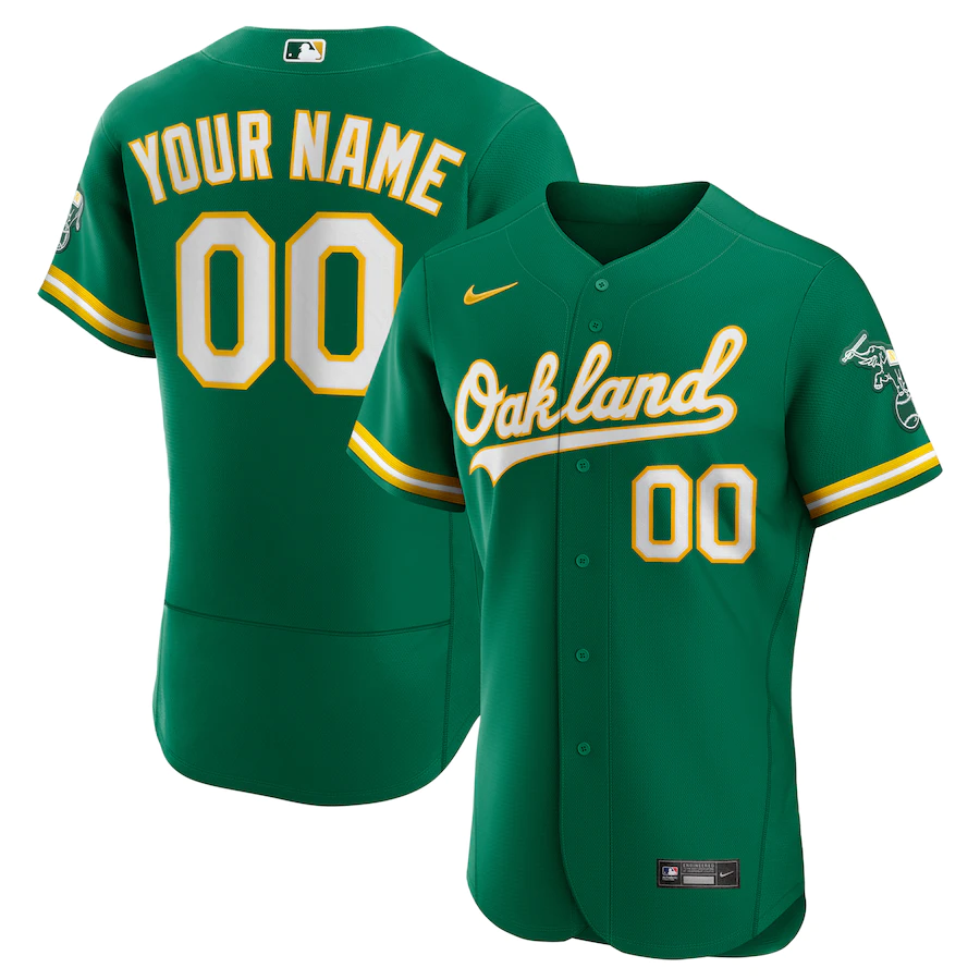 Men's Oakland Athletics Kelly Green Alternate Authentic Custom Jersey1 baseball jersey product view 1