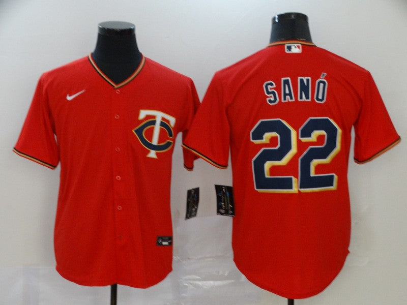 Men's Minnesota Twins Miguel Sano #22 Red Replica Baseball Jersey1 baseball jersey product view 1