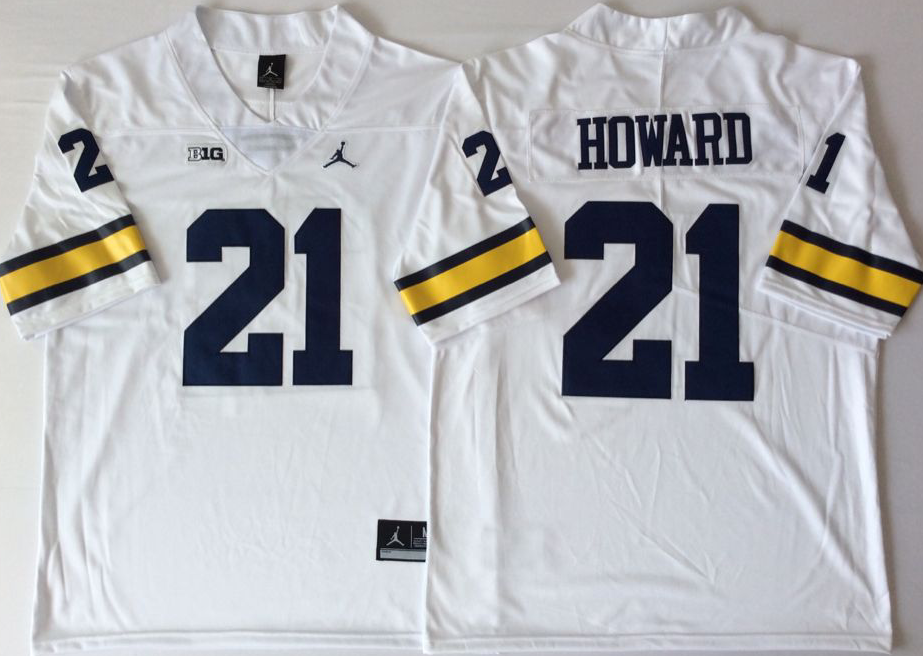 Men's Michigan Wolverines Desmond Howard #21 White Alumni Player Game Jersey sports jersey product view 1