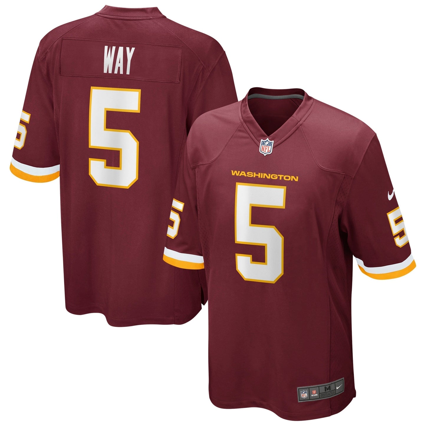 Tress Way Washington Football Team Nike Game Jersey - Burgundy football jersey product view 1