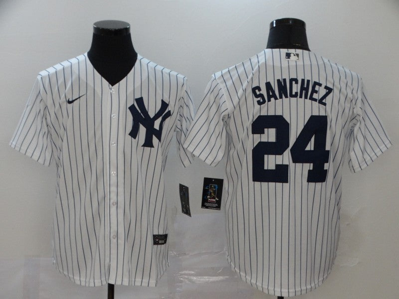 Men's New York Yankees Gary Sanchez #24 White Replica Baseball Jersey1 baseball jersey product view 1