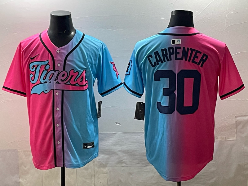 Men's Detroit Tigers Kerry Carpenter #30 Pink/Blue Player Jersey baseball jersey product view 1