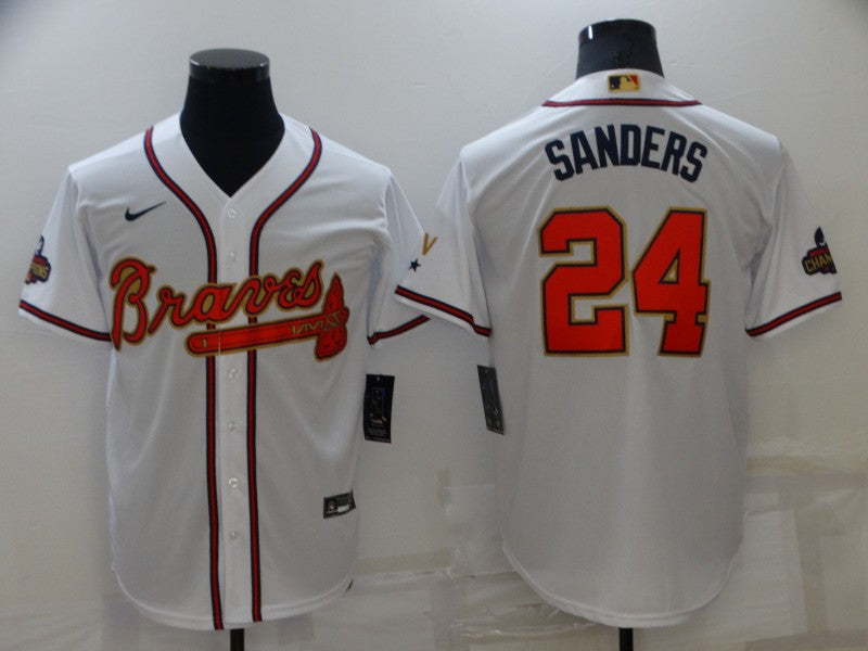 Men's Atlanta Braves Deion Sanders #24 White Replica Game Jersey1 baseball jersey product view 1