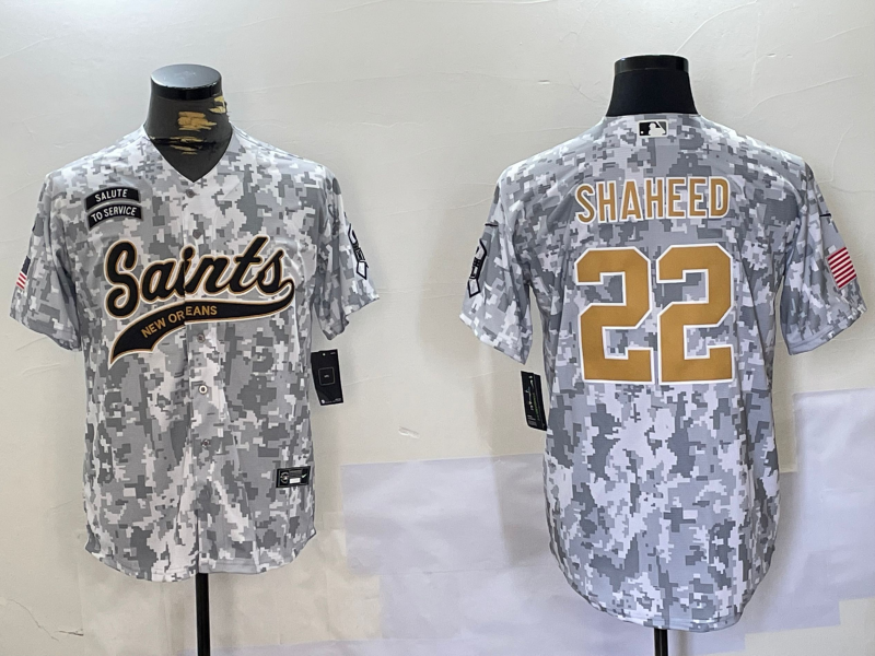 Men's New Orleans Saints Rashid Shaheed #22 Arctic Camo 2024 Salute to Service Player Jersey1 football jersey product view 1