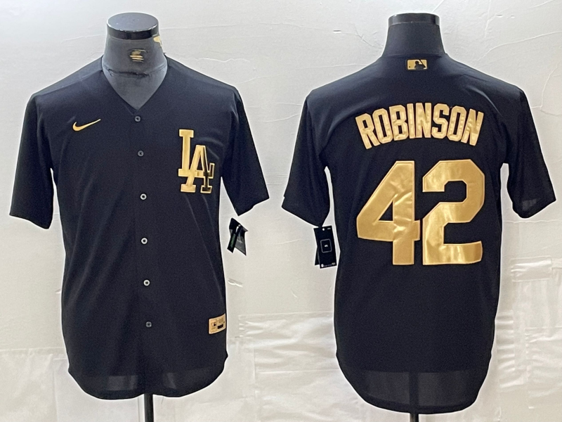 Men's Los Angeles Dodgers Jackie Robinson #42 Black Limited Player Jersey1 baseball jersey product view 1
