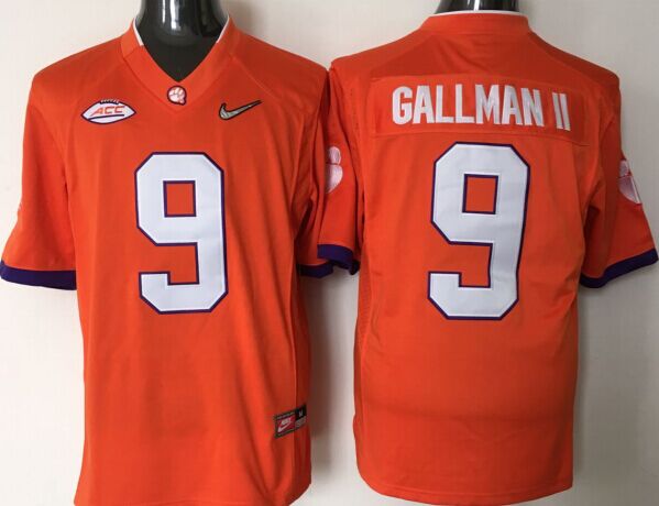 Men's Clemson Tigers Wayne Gallman II #9 Orange Player Game Jersey sports jersey product view 1