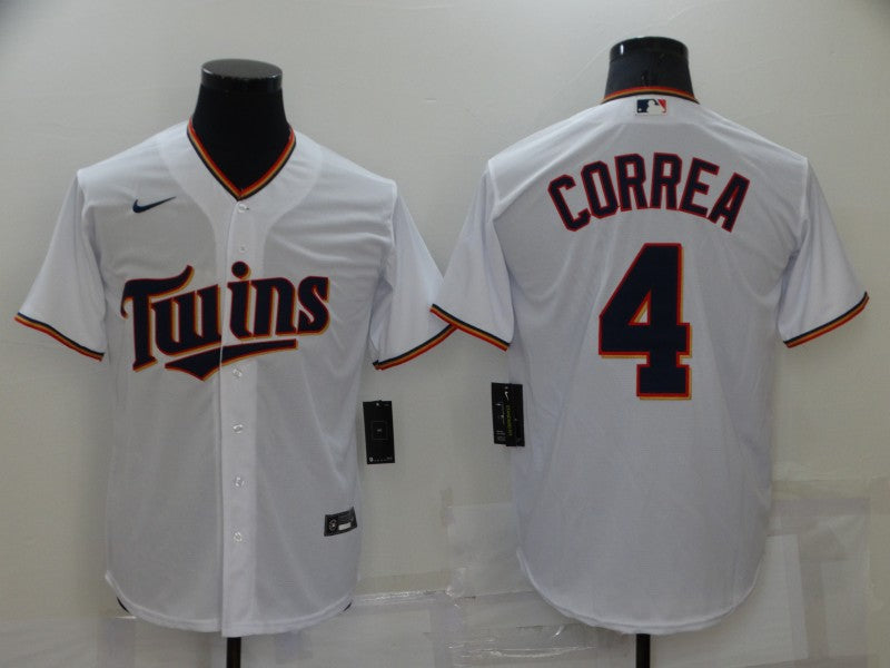 Men's Minnesota Twins Carlos Correa #4 White Replica Baseball Jersey1 baseball jersey product view 1