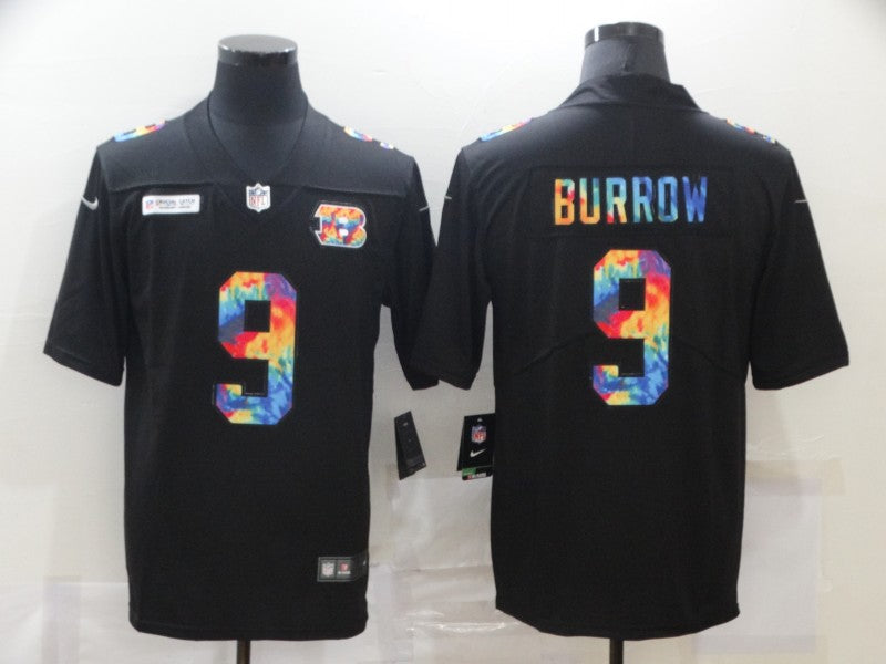 Men's Cincinnati Bengals #9 Joe Burrow Black Game Jersey1 football jersey product view 1