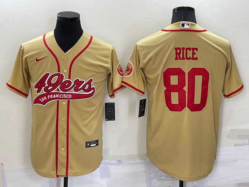 Men's San Francisco 49ers Jerry Rice #80 Gold Game Jersey1 Joint Edition football jersey product view 1