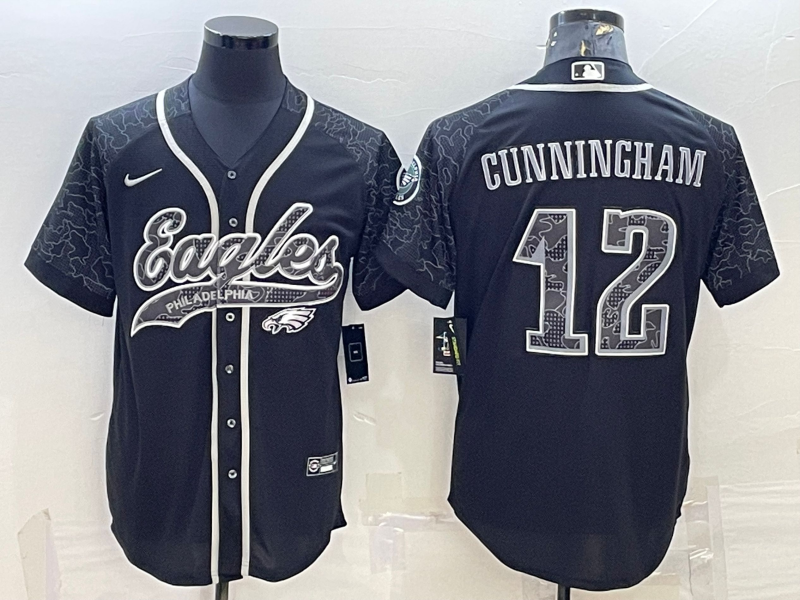 Men's Philadelphia Eagles Randall Cunningham #12 Black RFLCTV Limited Jersey1 Joint Edition football jersey product view 1