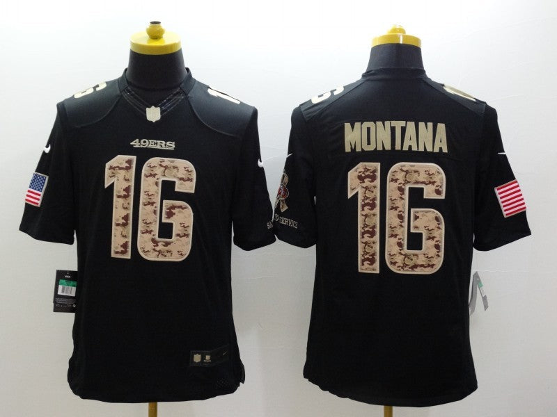 Men's San Francisco 49ers Joe Montana #16 Black Alternate Game Jersey1 football jersey product view 1