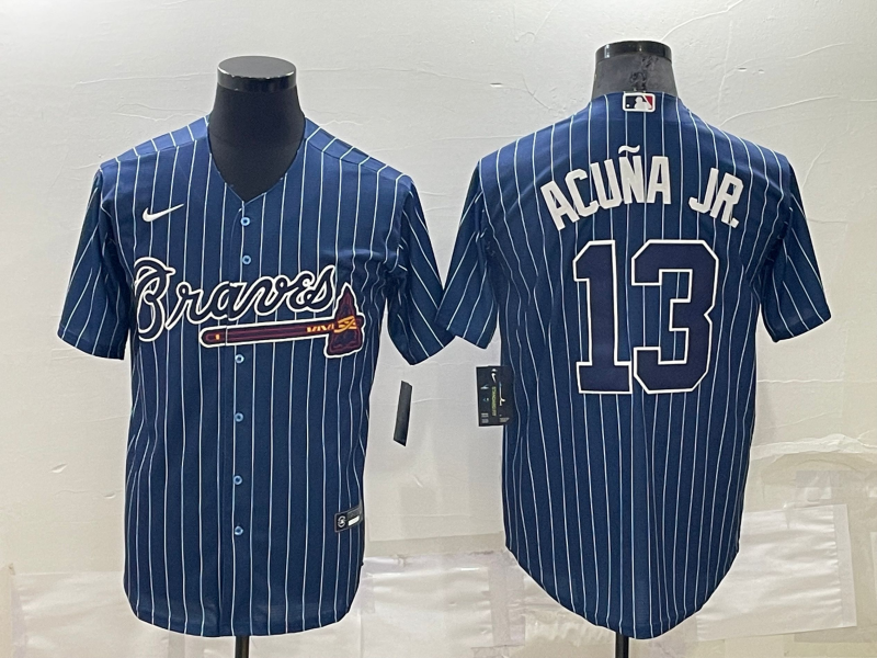 Men's Atlanta Braves Ronald Acuna Jr. #13 Blue Replica Baseball Jersey1 baseball jersey product view 1