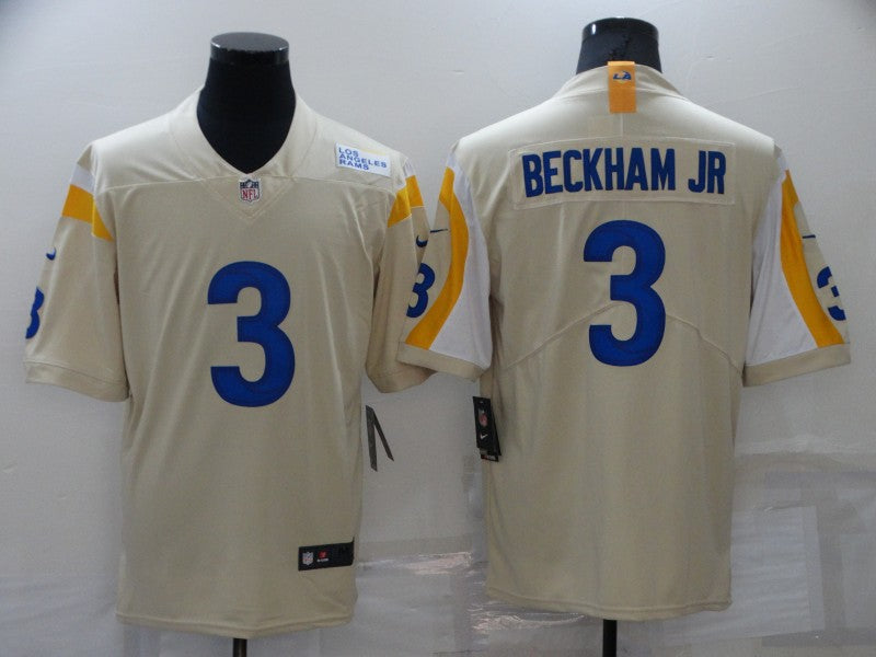 Men's Los Angeles Rams Odell Beckham Jr. #3 Beige Game Jersey1 football jersey product view 1