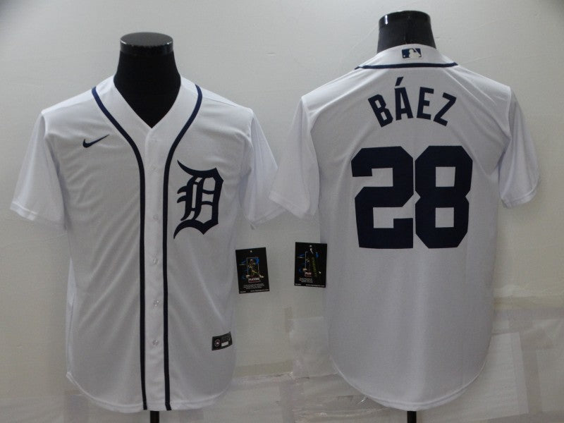 Men's Detroit Tigers Javier Baez #28 White Replica Baseball Jersey1 baseball jersey product view 1