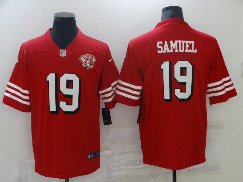 Men's San Francisco 49ers Deebo Samuel #19 Red 75th Anniversary Game Jersey1 football jersey product view 1