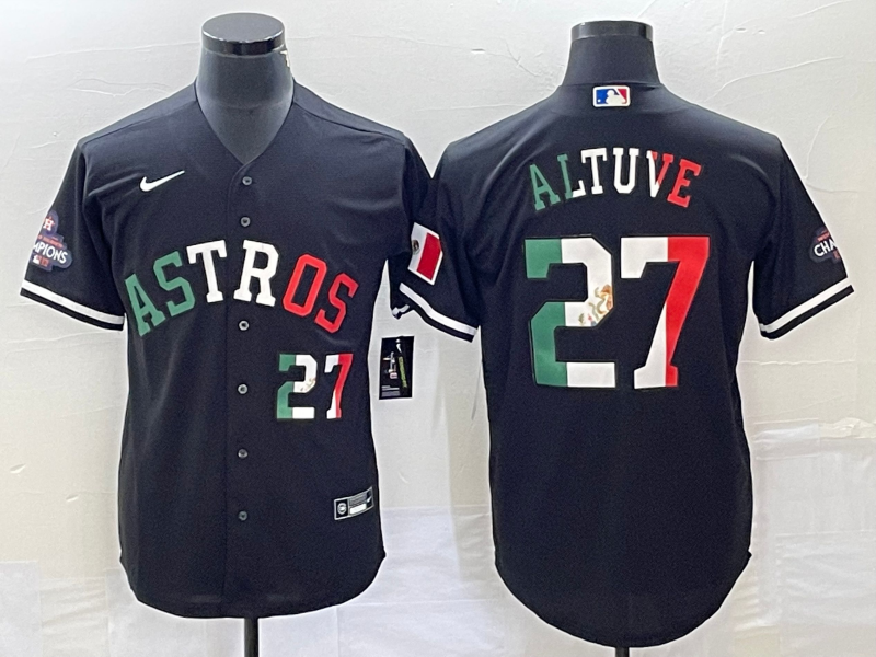 Men's Houston Astros Jose Altuve #27 Black Alternate Replica Player Jersey1 baseball jersey product view 1