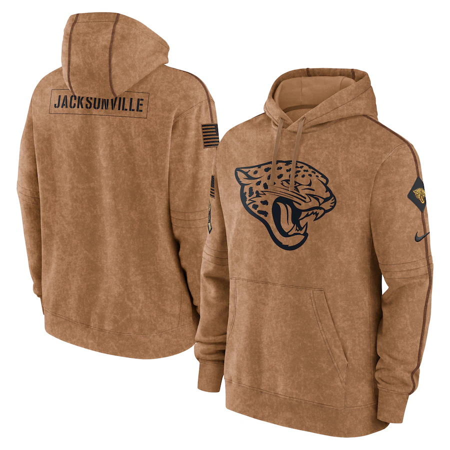 Men's Jacksonville Jaguars Brown 2023 Salute To Service Club Pullover Hoodie1 football jersey product view 1