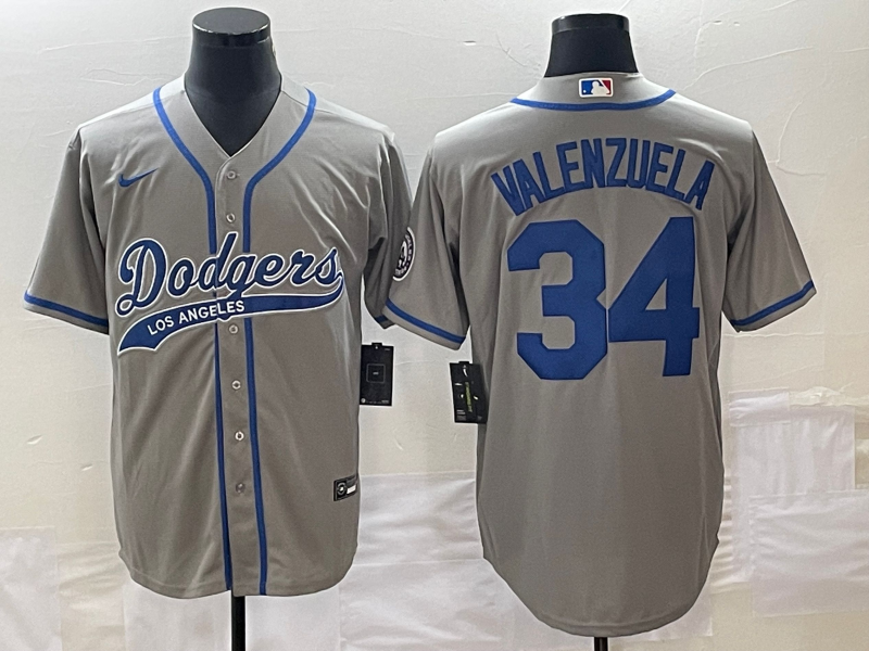 Men's Los Angeles Dodgers Fernando Valenzuela #34 Gray Player Jersey1 Joint Edition baseball jersey product view 1