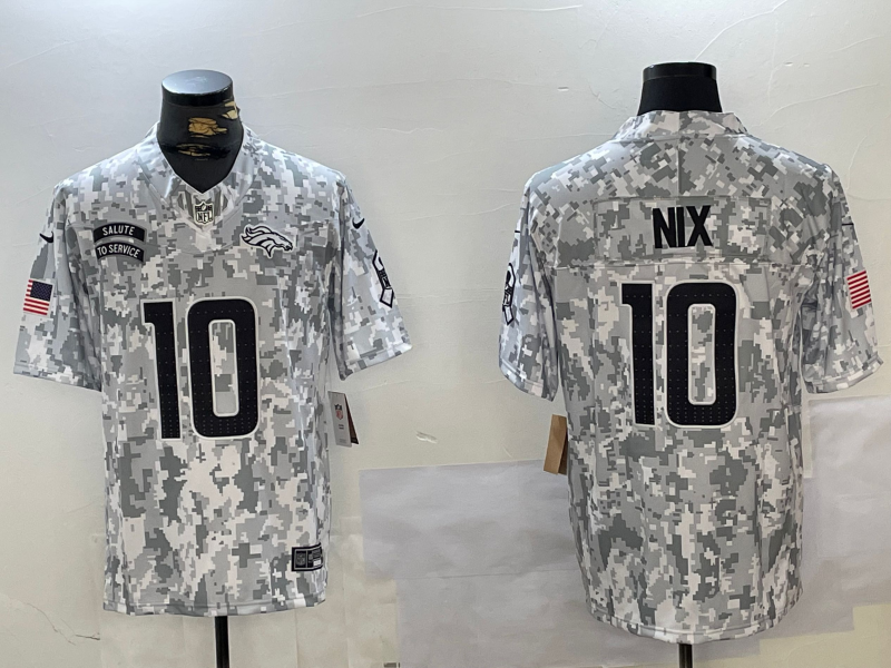 Men's Denver Broncos Bo Nix #10 Arctic Camo 2024 Salute to Service Limited Jersey1 football jersey product view 1