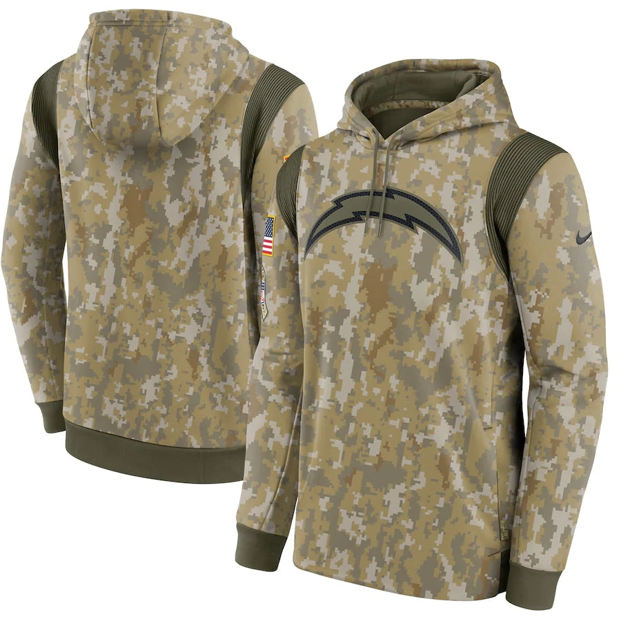 Men's Los Angeles Chargers NFL 2021 Salute to Service Hoodie1 Camouflage football jersey product view 1