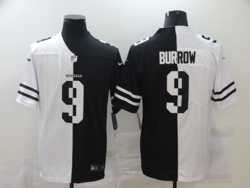 Men's Cincinnati Bengals Joe Burrow #9 Black/White Game Jersey1 football jersey product view 1