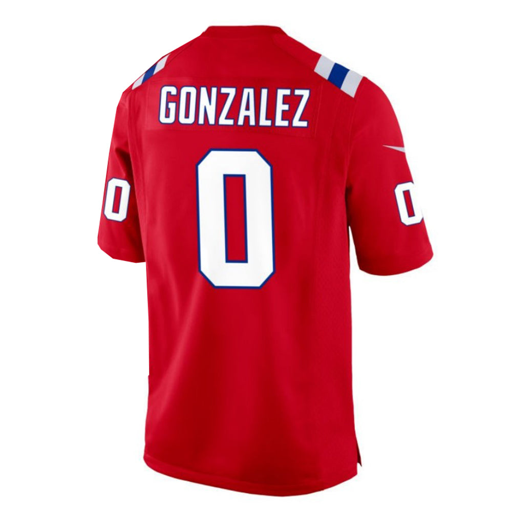 NE.Patriots #0 Christian Gonzalez Player Red Home Game Football Jerseys football jersey product view 1