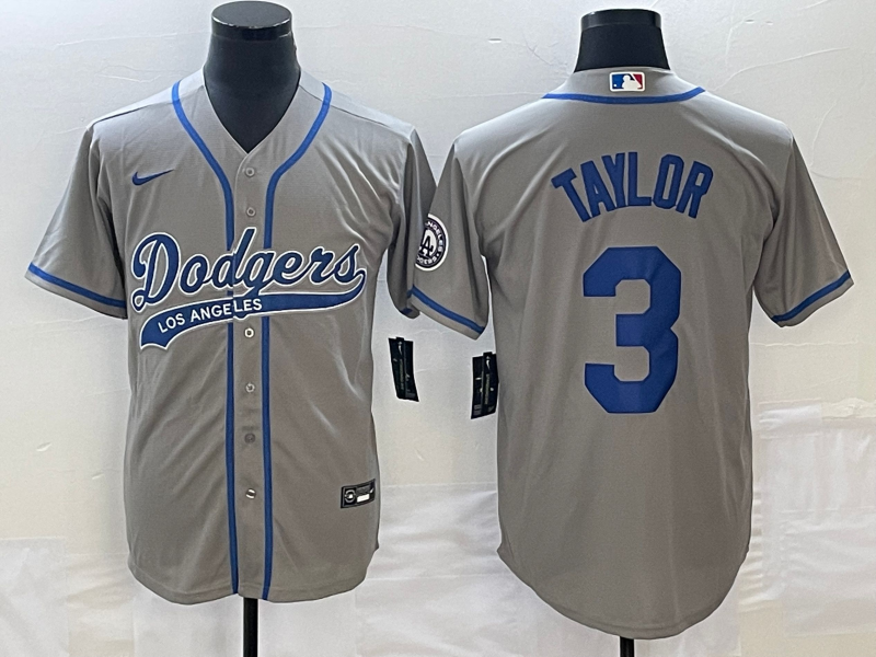 Men's Los Angeles Dodgers Chris Taylor #3 Gray Player Jersey1 Joint Edition baseball jersey product view 1