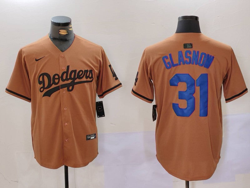 Men's Los Angeles Dodgers Tyler Glasnow #31 Brown Game Player Jersey1 baseball jersey product view 1