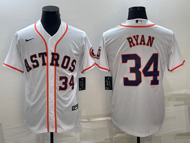 Men's Houston Astros Nolan Ryan #34 White Replica Player Jersey baseball jersey product view 1